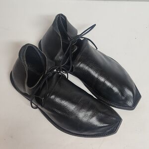Renaissance Custom Handmade Black Leather Size 10-10.5 Shoes Gothic Minimalist